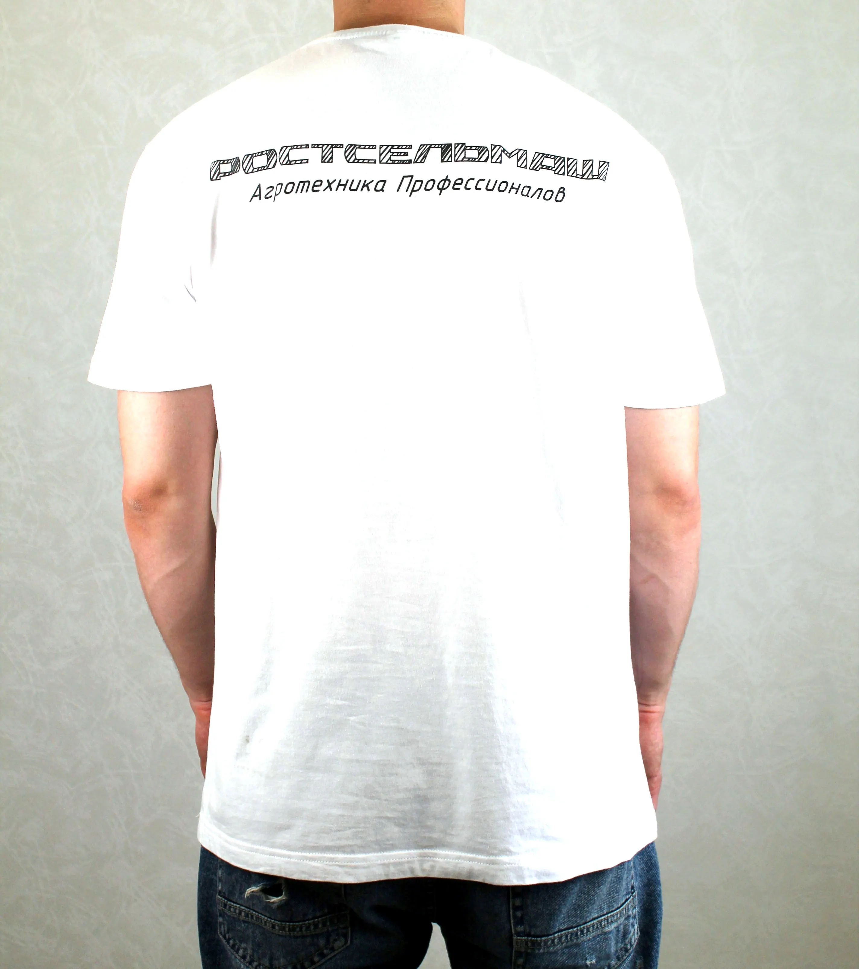 Футболка белая &quotСхема комбайна&quot Ростсельмаш | Мужская одежда