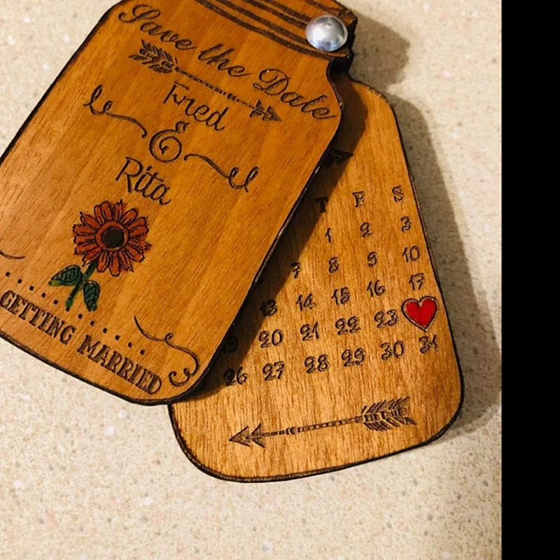 Деревянный Бохо Свадебный магнит для сохранения даты с картами изготовленный на