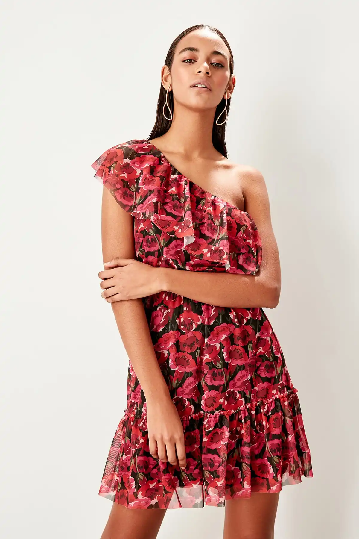 Бордовое трикотажное платье TWOSS19LJ0310|Женские платья| |