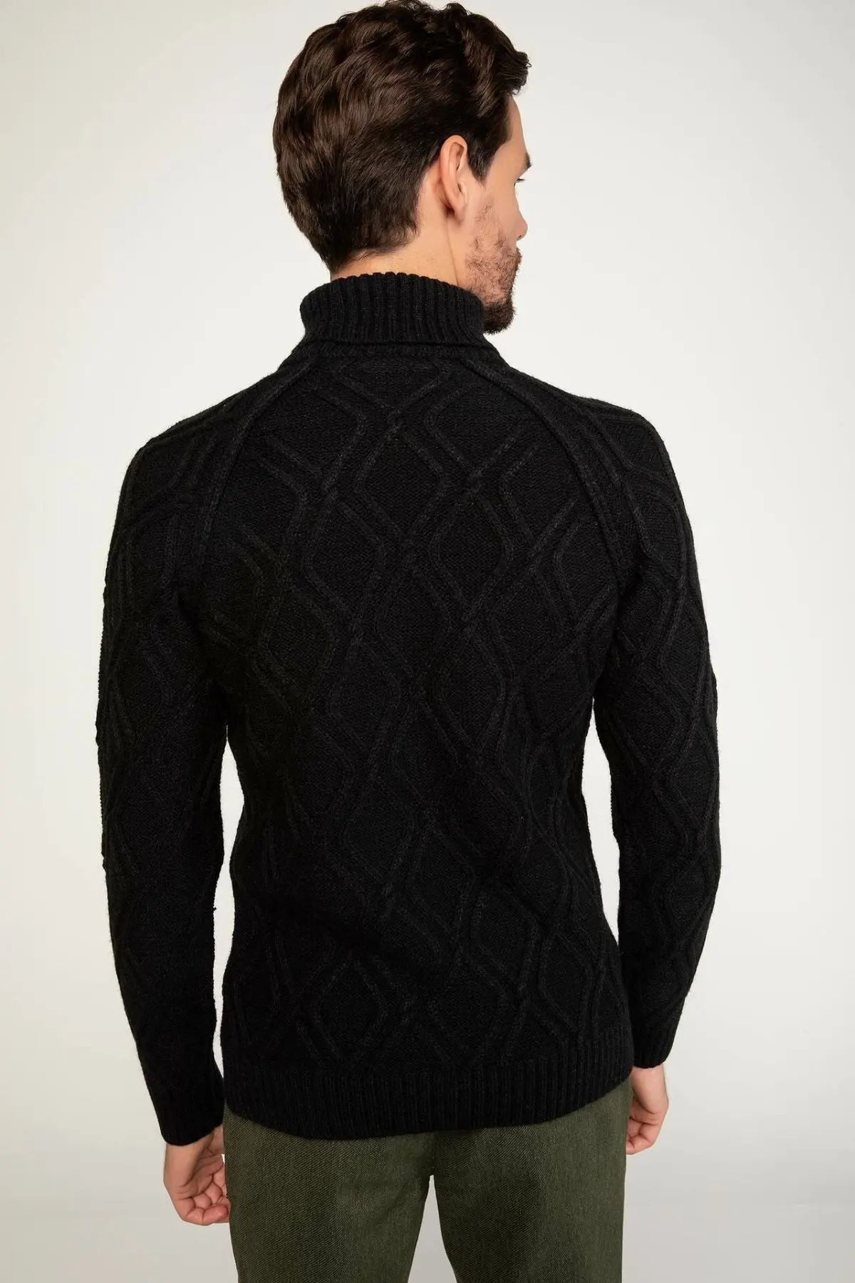 Дефакто ромбовидный узор мужские зимние водолазки пуловеры повседневные