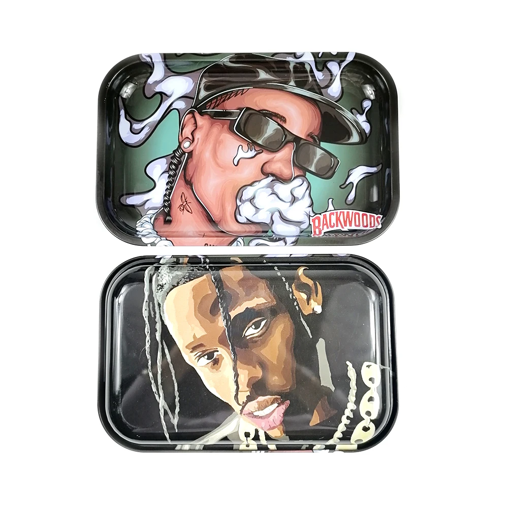 30pcs 4size fashion customize Herb tobacco rolling tray Jar with magnetic lid Wholesale Custom metal Rrolling smoking Tray images - 6