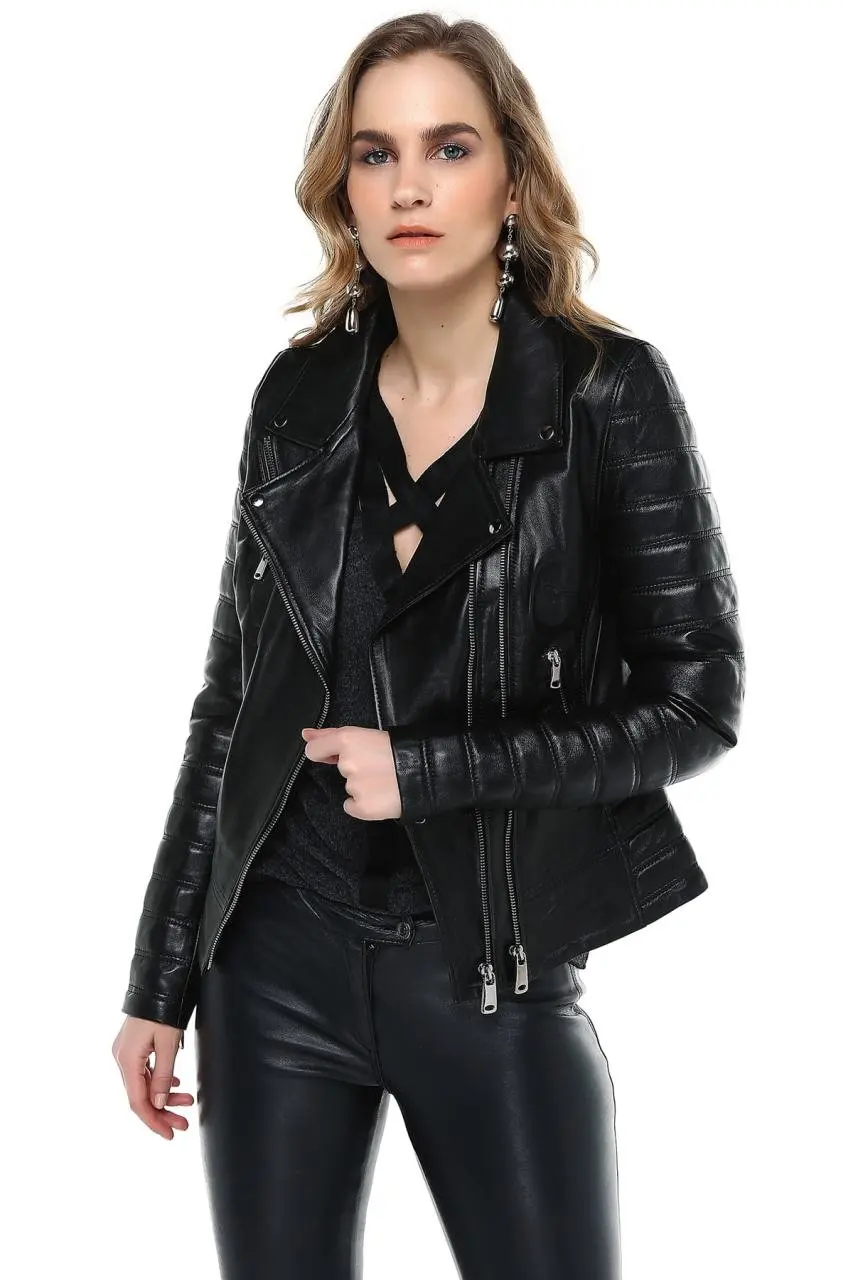 

Women Leather Jacket Genuine Real Leather Jacket leather Coat lambskin coat Female Jacket Genuine Leather Women's Black Coat