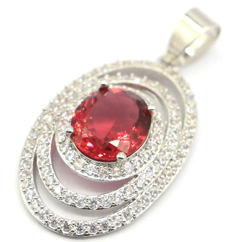 41x19 мм Длинный розовый Raspberry Rhodolite гранат CZ подарок женский серебряный кулон|real