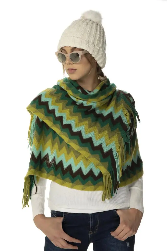 9158 Missoni узорный зеленый толстый шарф| |