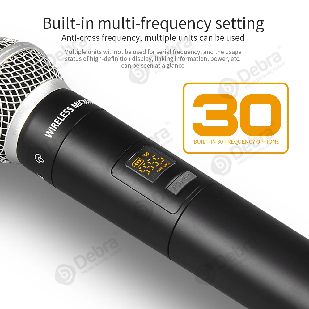 Debra DV01/02H UHF Wireless Handheld Mic with Monitor Function  Support Custom Content Card For Interview Live Broadcast VLOG