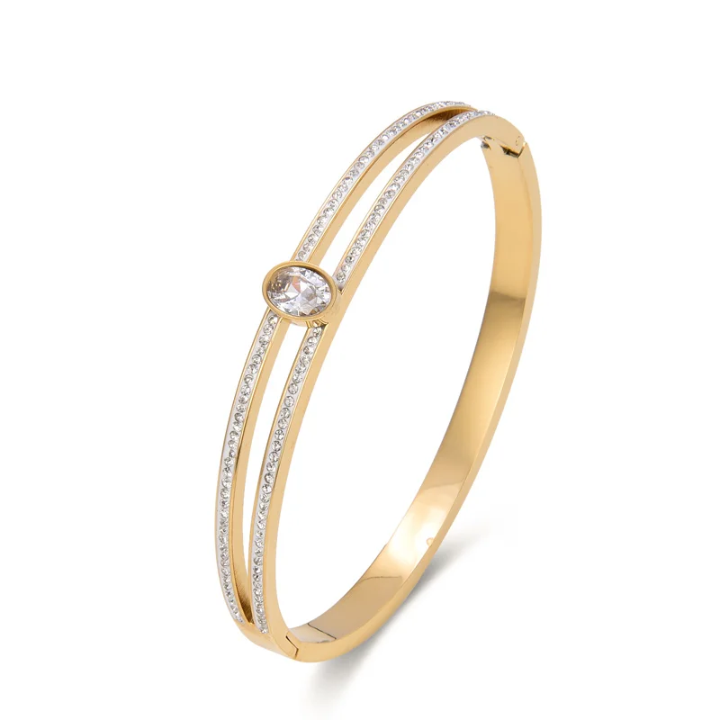 FYSARA Популярные сверкающие стразы браслеты браслет ювелирные изделия титановая