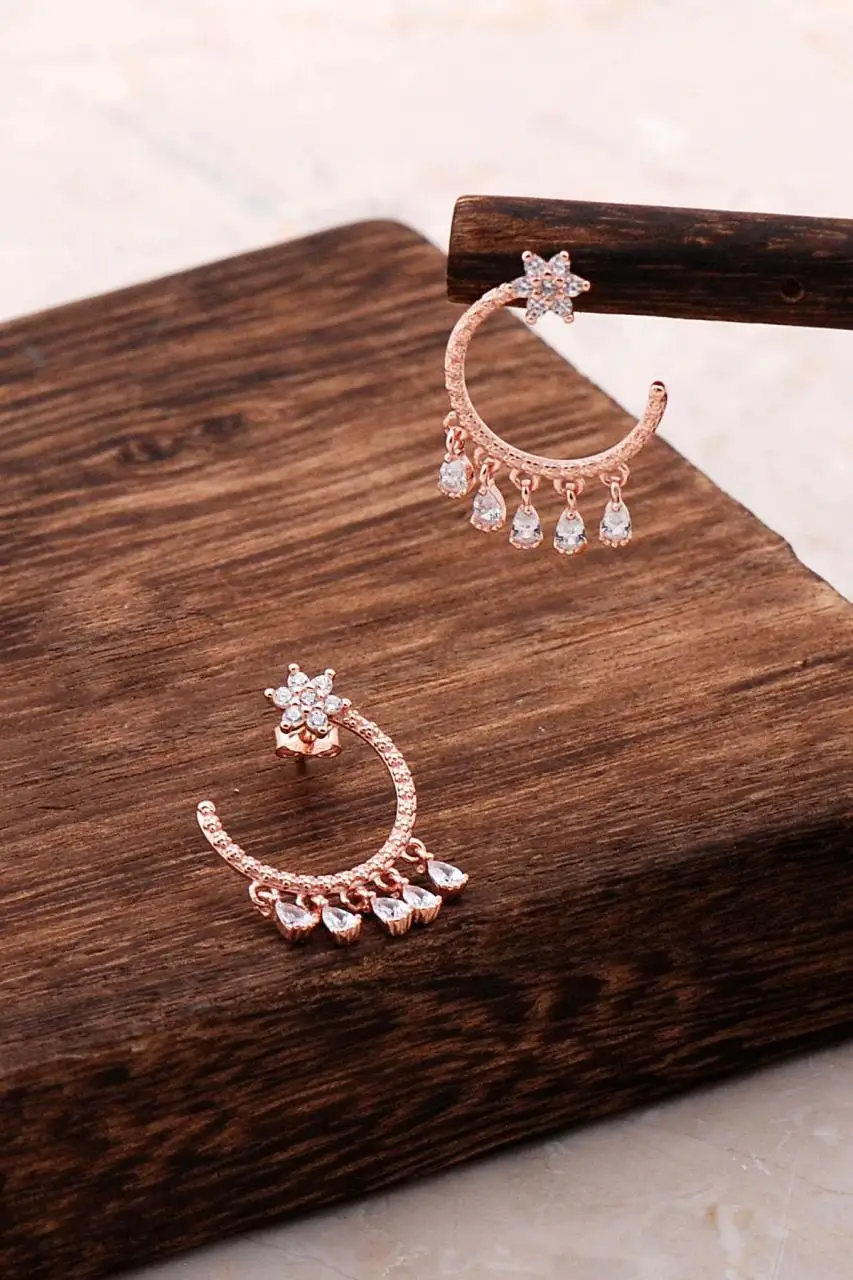 

Серьги из серебра с розой и стреляющей звездой 4830, высококачественные оригинальные филигранные серебряные украшения ручной работы, подарок для женщин