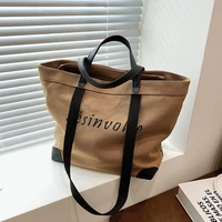 2022 new canvas brand large capacity letter printing versatile western style high quality texture womens shoulder tote handbag