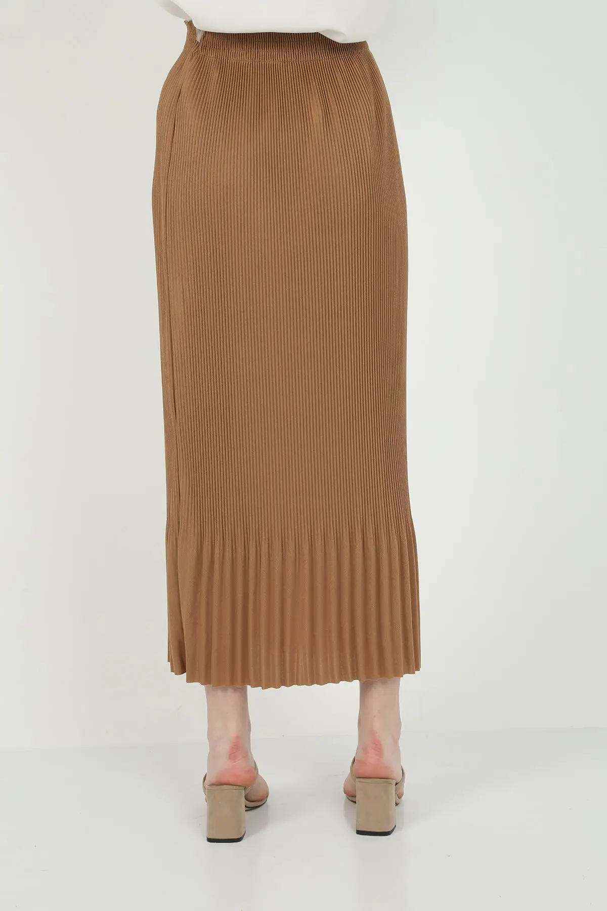 

New fashion wonderful knee skirt Women's Sheer Pleated Mink Skirt quality fabric 2021 European cut style
