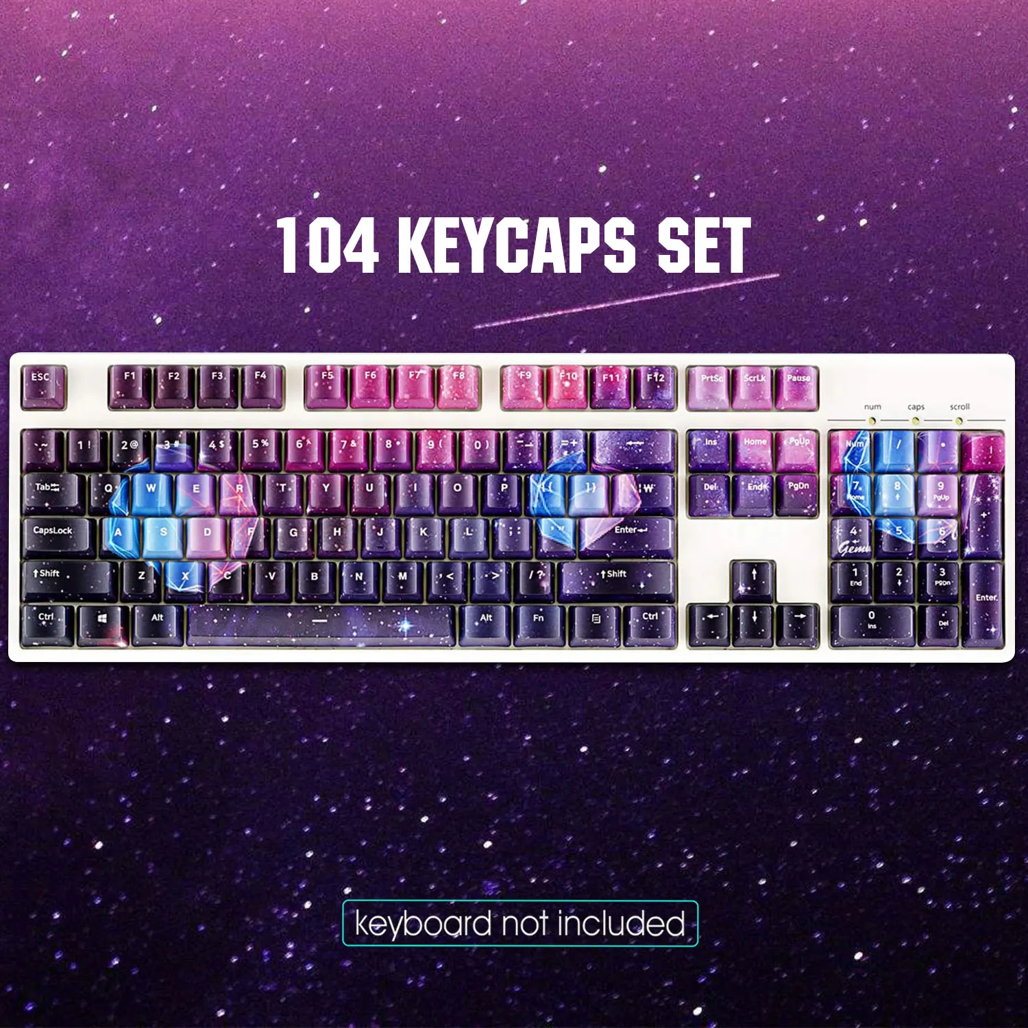 104key PBT Keycaps Dye Sublimation Hot Swappable OEM Profile For Cherry Mx Gateron Kailh Switch Mechanical Keyboard Starry Blue