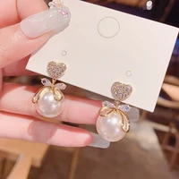 light luxury fashion geometric zircon earrings for women new charm web celebrity temperament pearl earring high quality jewelry
