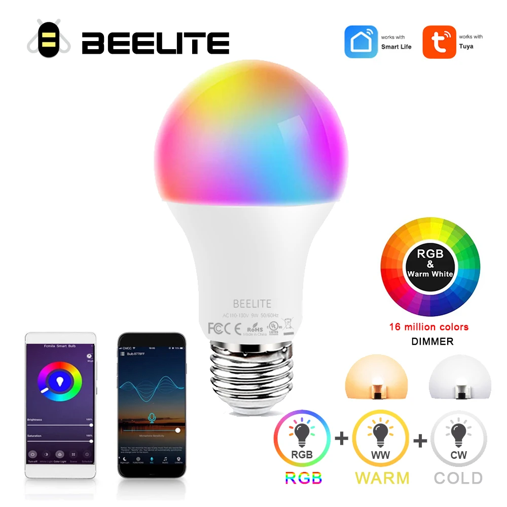 Светодиодная лампа Beelite с Wi-Fi умная регулируемой яркостью RGB CW волшебная