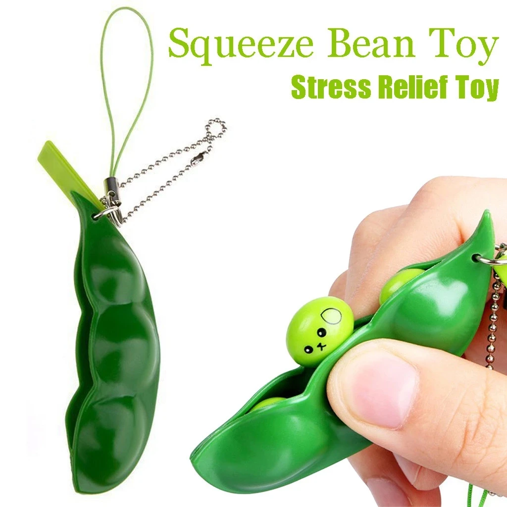 5-50pcs Fidget Toys Pack Portachiavi Decompression Edamame Squishy Squeeze Peas Beans Keychain Cute Stress Adult Toy Key - купить по