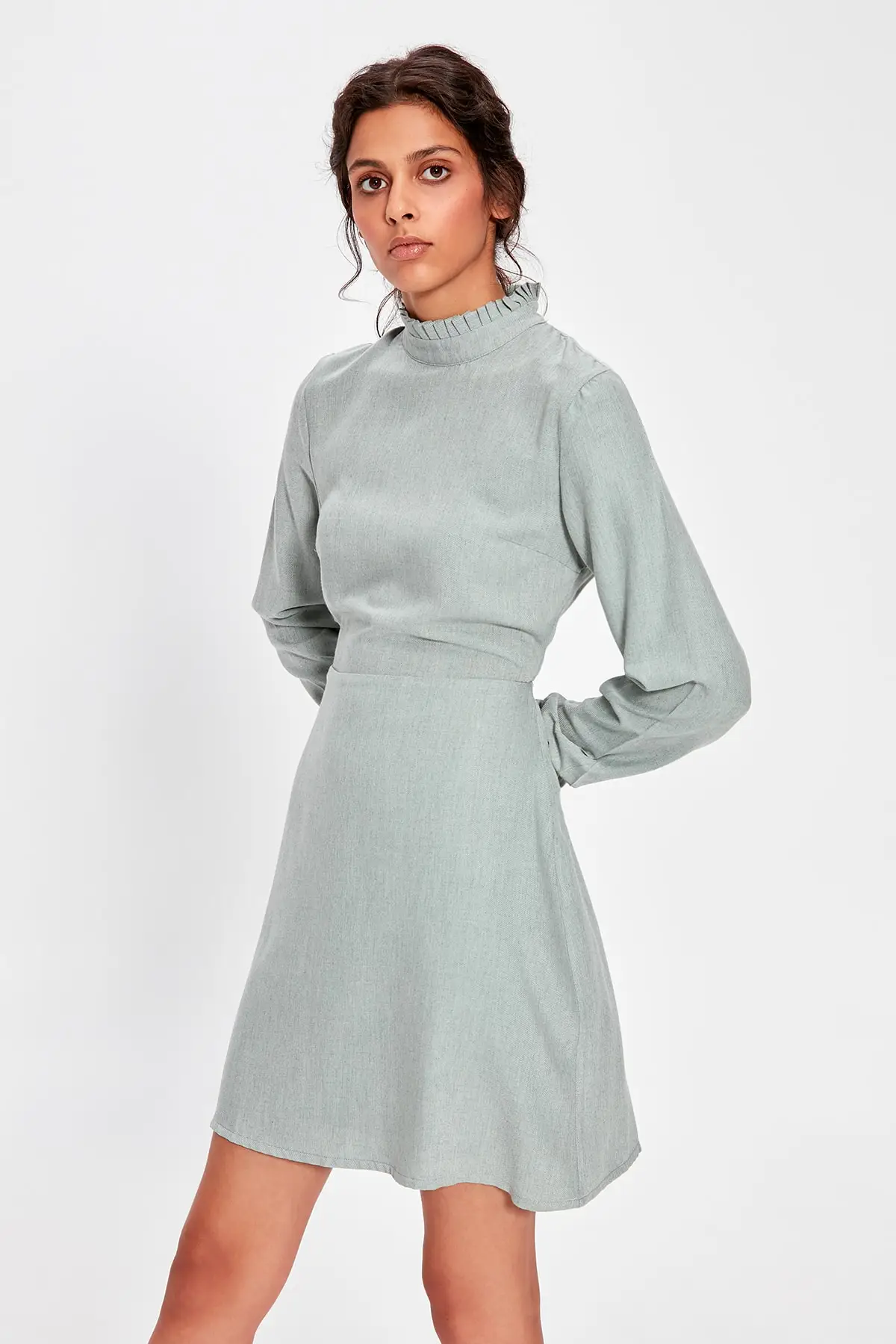 Платье мятного цвета с отвесным вырезом TWOAW20EL1180|Женские платья| |