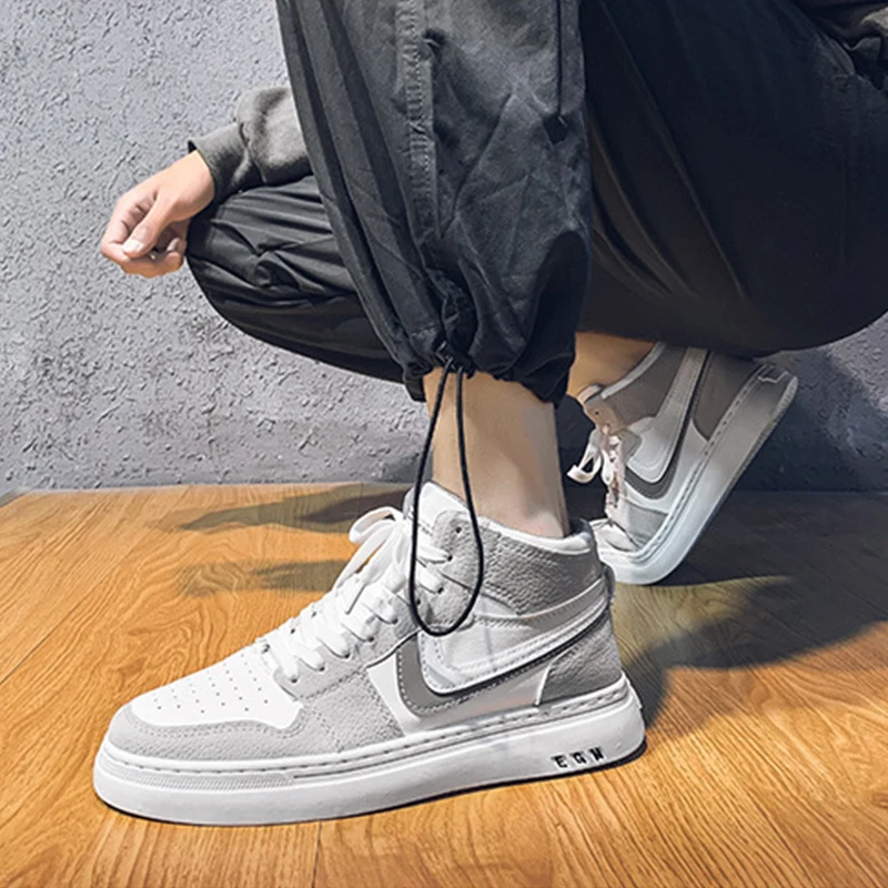 

Men's High-top Casual Breathable Lace Up Flats Sneakers Lightweight Vulcanize Shoes