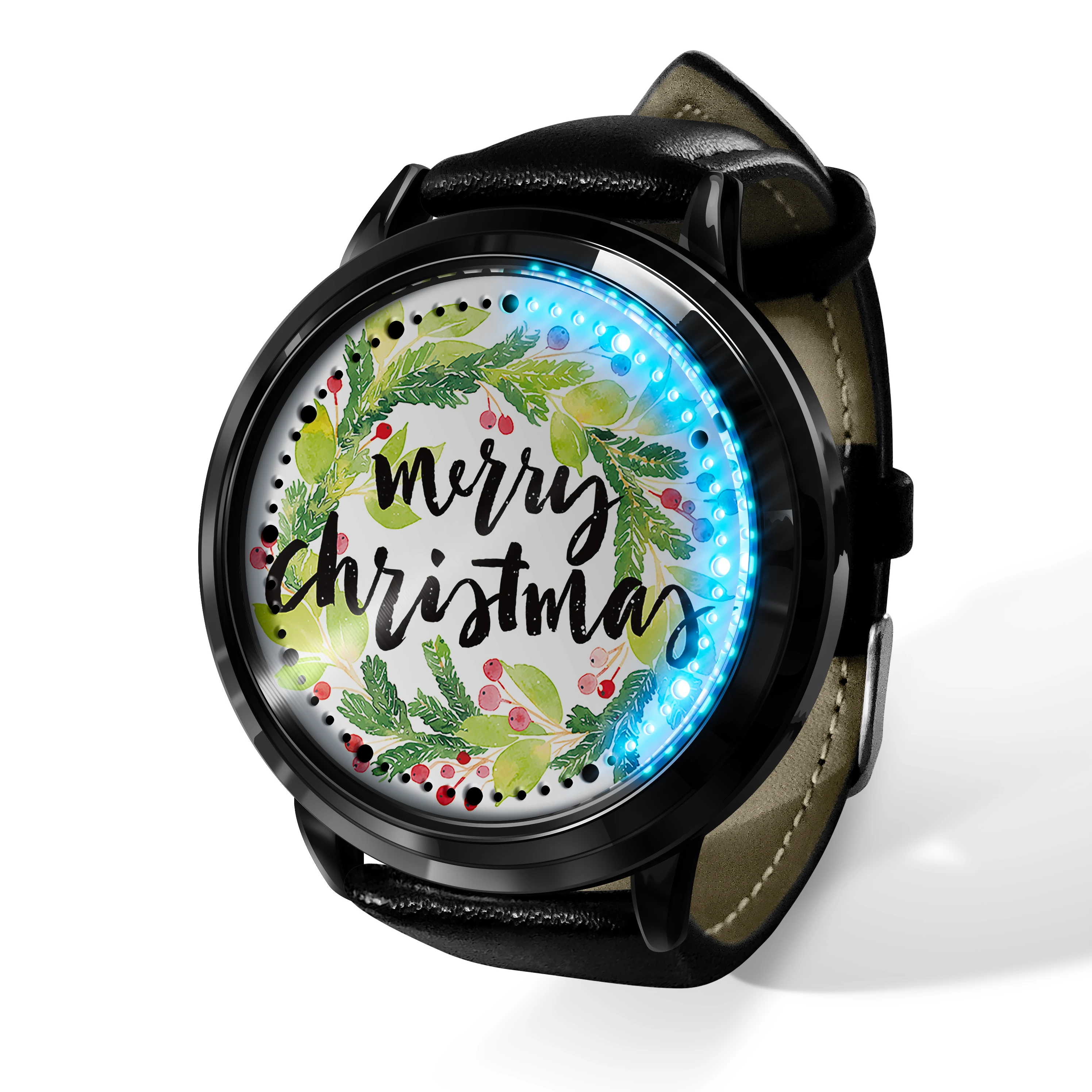 

New Christmas dial printing, LED touch screen watch, men's wrist decoration watch, can be given as a gift