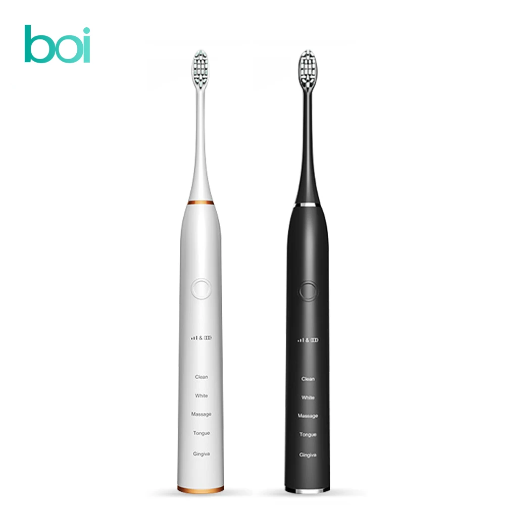 

[Boi] IPX8 Washable Acoustic Wave Quiet 5 Modes 15-speed Wireless Base Induction Gum Care Sonic Electric Tooth Brush Replaceable