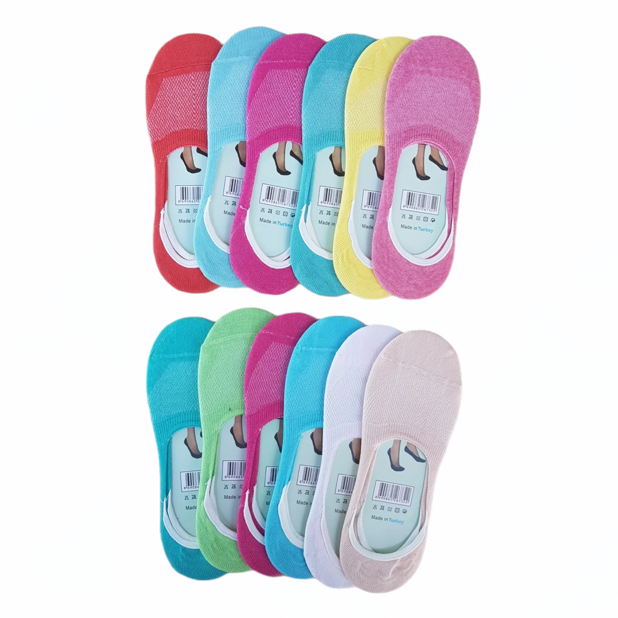 MadeM Women Luxury Bamboo Boat Socks 12 Pairs/Pack Seamless Comfortable Anti-Allergic Silicone Heel Women's Stockings