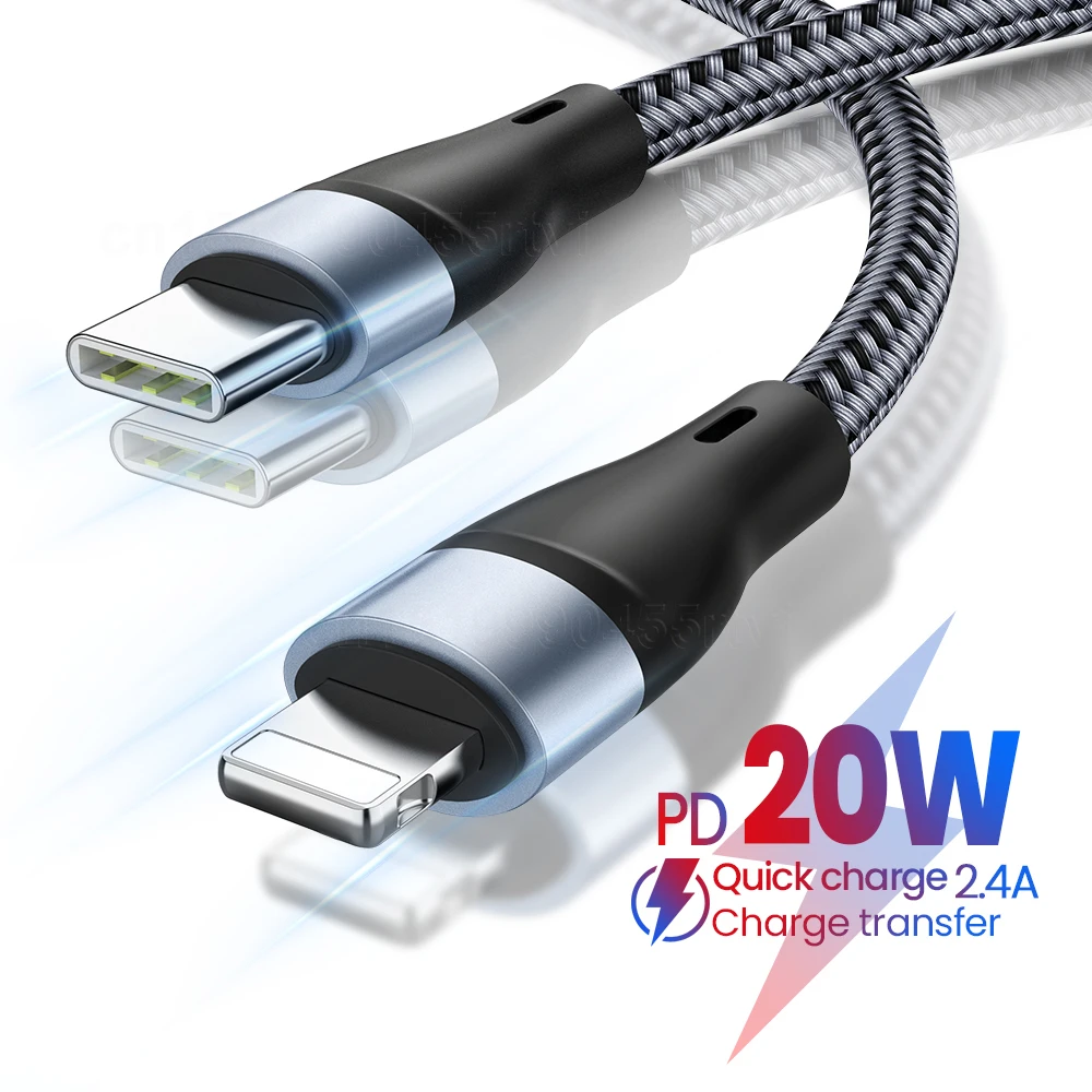 PD 20W USB Type C Cable For iPhone 13 12 11 Pro Max Xs X 8 Plus Fast Charging iPad Air 2020 Phone Charger Data Wire - купить по