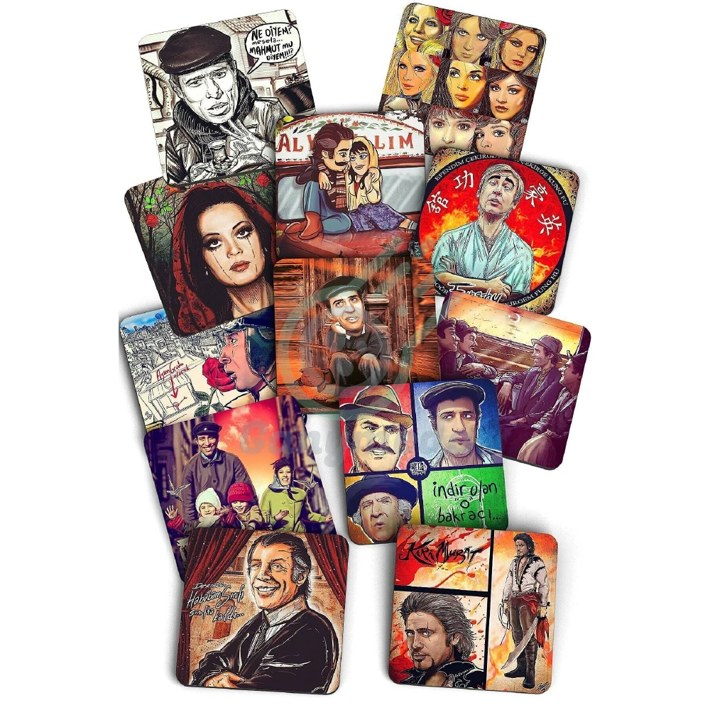 

12 Pcs Yeşilçam, Nostalgic, Decorative Coasters, Valentine's Gift, Birthday Present Gift.