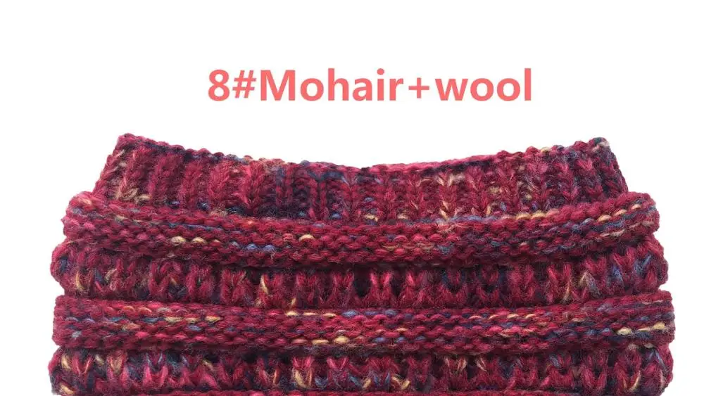 8 Wool 8 цветов, головная повязка из мохера, женские тянущиеся вязаные крючком шапки, зимние шапки для рождества, вечерние, подарок для женщин, шапка, теплая, для девушек, грязная булочка - Цвет: 8 Wool
