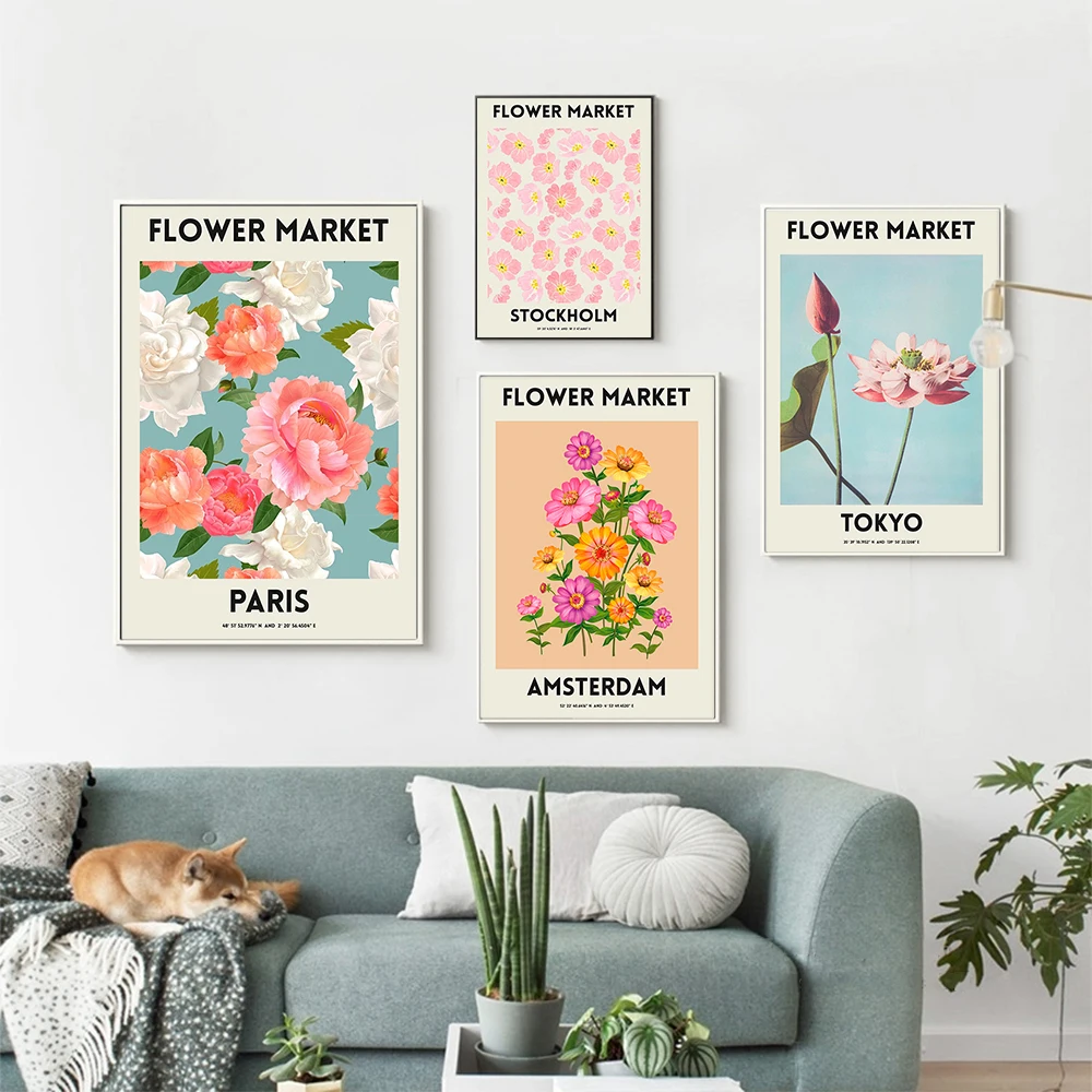 

Flower Market Art Canvas Painting Amsterdam Paris Posters And Prints Stockholm Tokyo Wall Pictures For Living Room Decor