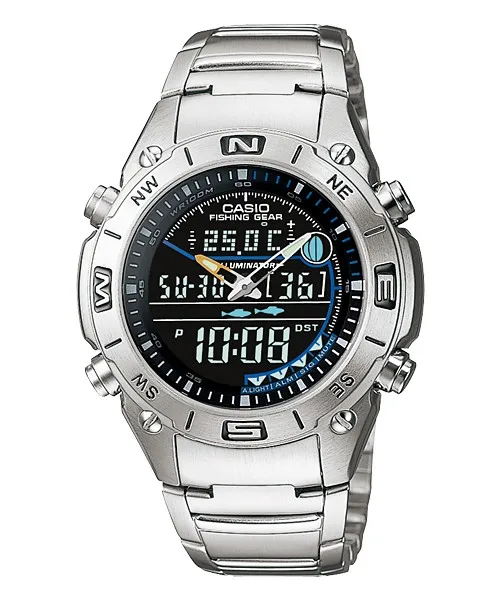 Оптическими зумом Casio цифровые и аналоговые часы для рыбалки AMW 703D 1AV лунных фаз