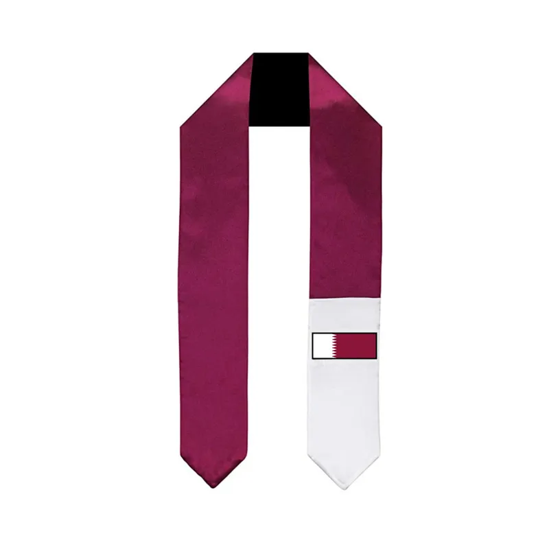

Qatar National Flag Graduation Sash 180*14cm Customized Bachelor Gown Accessory Graduation Stole Ribbon
