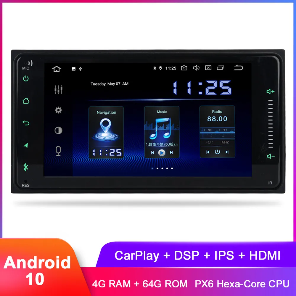 Dasaita 7 &quotIPS Android 10 автомобильный стерео GPS для Prado Fortuner Highlander Camry RAV4 Hilux 4 Runner 86 FJ Cruiser