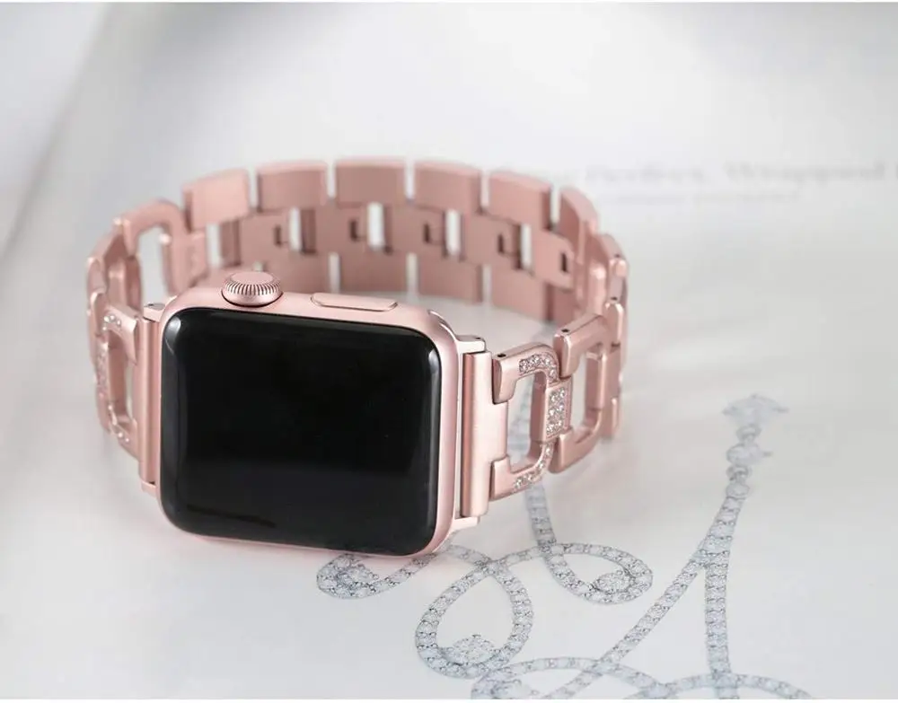 Женские туфли со стразами ремешок для наручных часов Apple Watch 38 мм 40 42 44 Длина