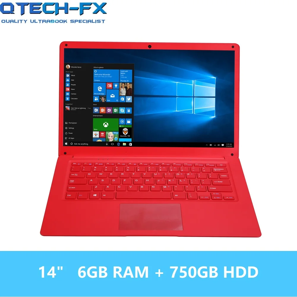 750G Red Ноутбук 1" 1 ТБ 1000G/750G HDD 6GB ram бизнес школа Windows 10/7 быстрый процессор Intel 4 ядра AZERTY немецкая испанская Русская клавиатура - Цвет: 750G Red