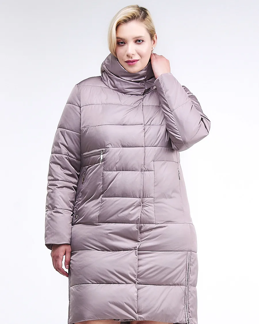 Куртка зимняя женская молодежная бежевого цвета 191923_12B