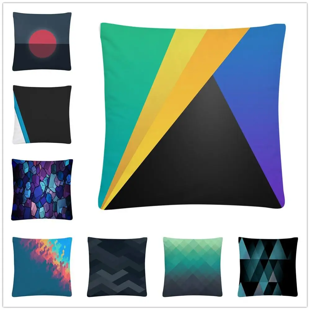

Geometric simple graphic stitching pattern Soft Short Plush Cushion Cover Pillow Case for Home Sofa Car Decor Pillowcase 45X45cm