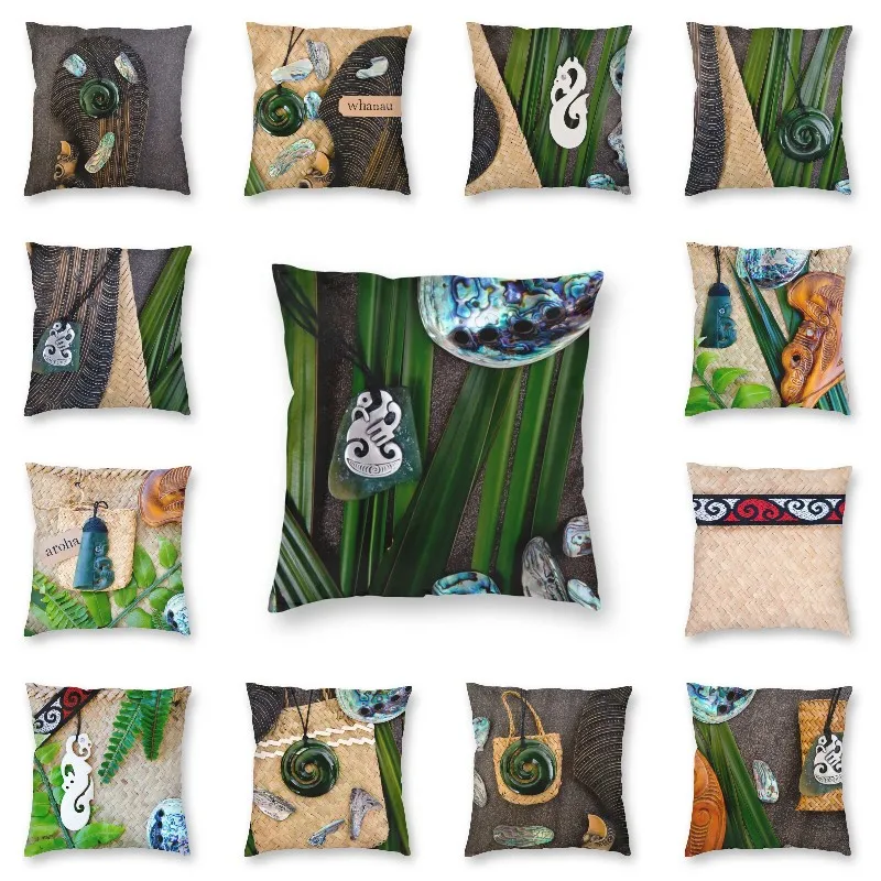 

Luxury NZ Maori Culture Theme Throw Pillow Cover Decoration Custom Square Metal Manaia Flax Cushion Cover 45x45cm Pillowcover
