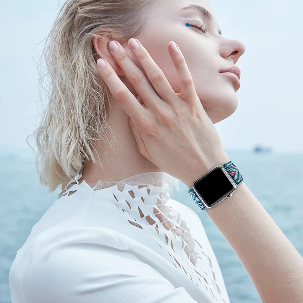 Scrunchie Strap For Apple watch band 44mm 40mm 38mm 42mm 41mm 44mm Nylon bracelet correa iWatch Serie 4 5 3 2 1 SE 6 7 45mm 41mm