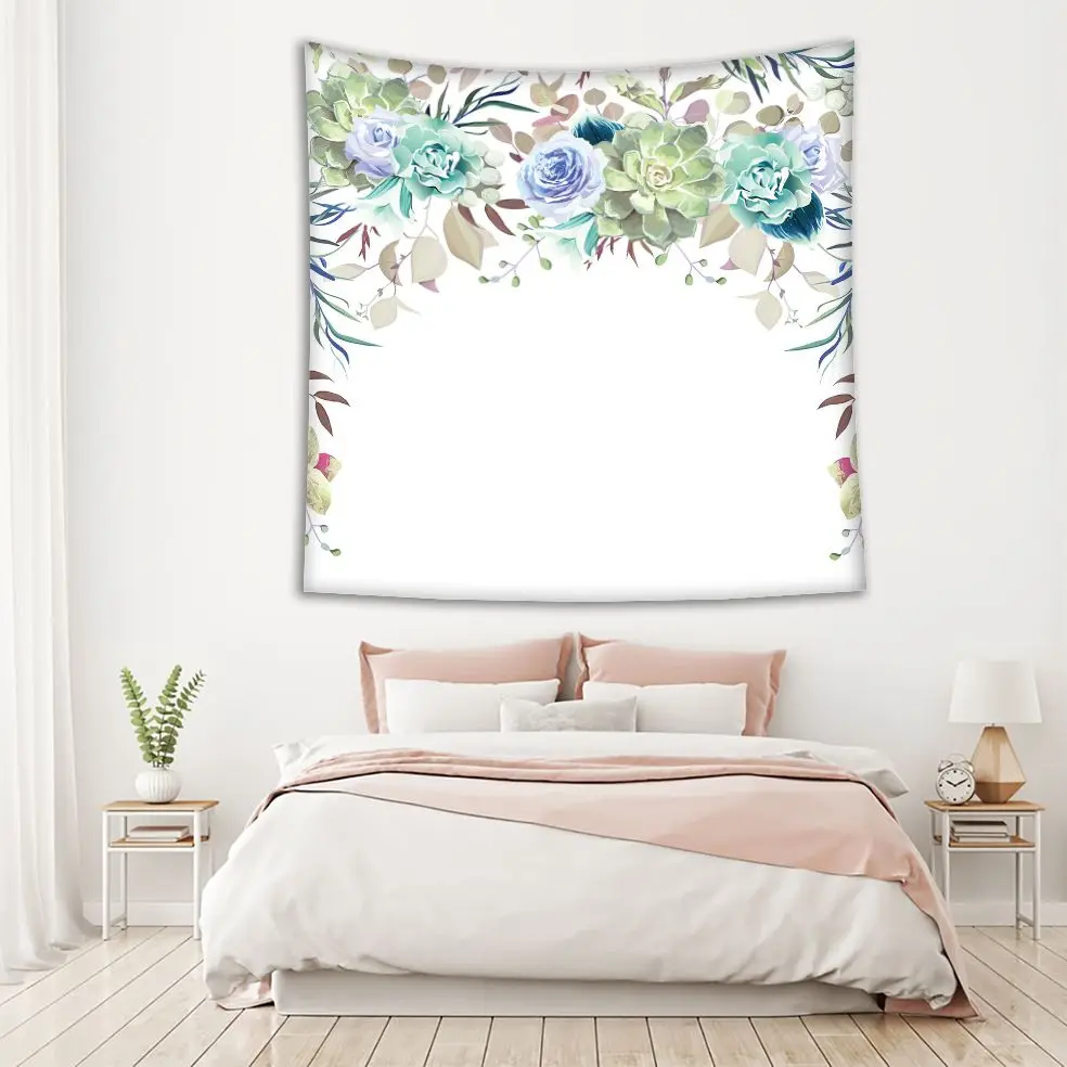 Гобеленовая гирлянда рамка из роз цветы листья суккуленты ягоды цветочный