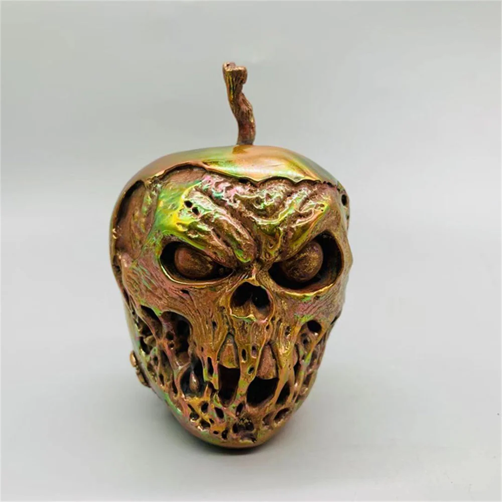 Solid Brass Mutated Apple Desktop Decor Ornament, Dark fairy Skull Apple