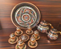 copper tea set turkish handmade copper9 piece tea set embroidered teapotfloral patterned copperottomanmothers day gifttea