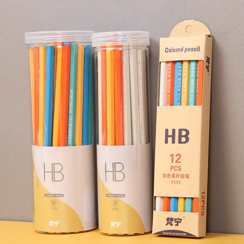 

24 / 60 Pcs Wooden Hole Pencil Elementary School HB Hexagon Rod Writing Pencil School Office Supplies Stationery Gift