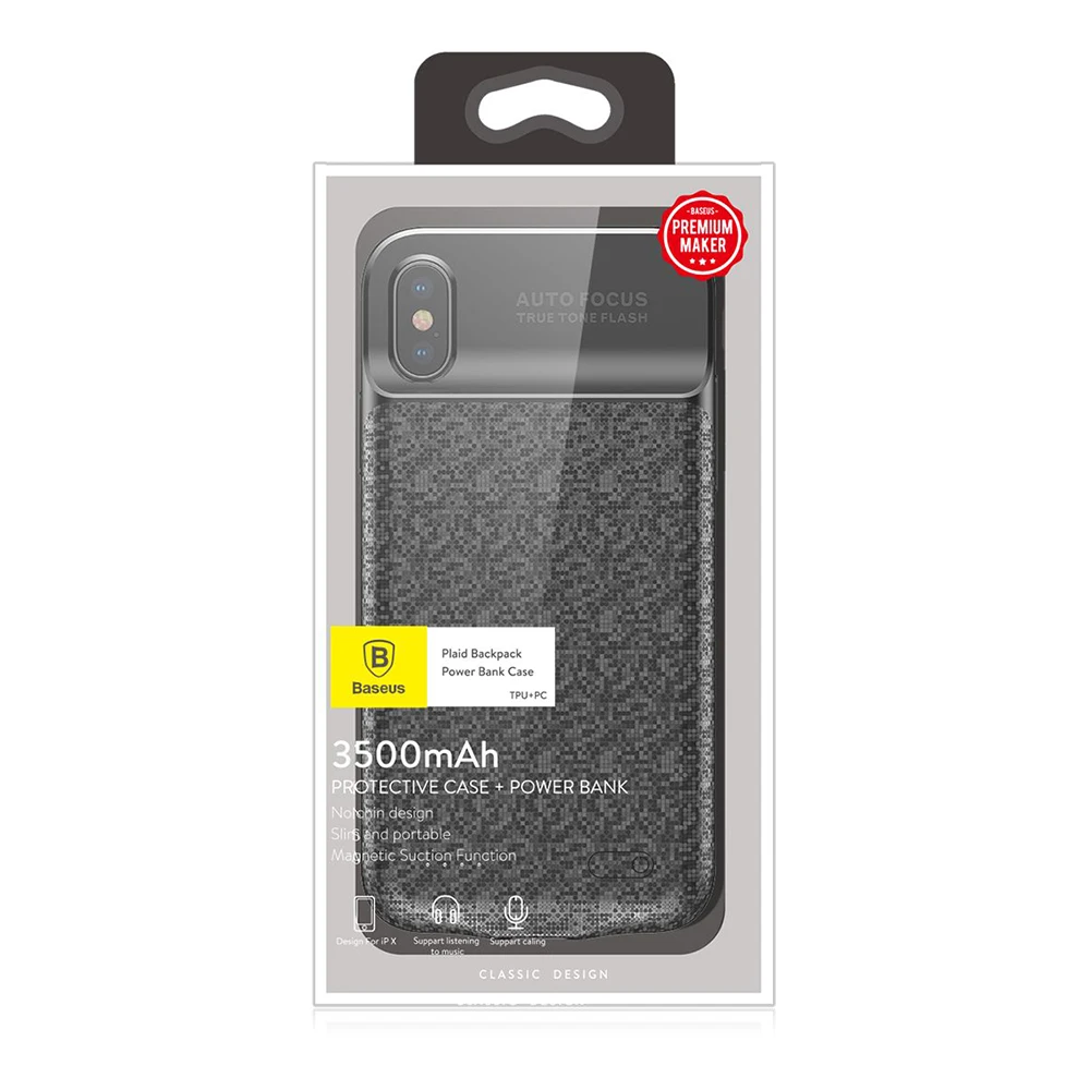 Аккумулятор чехол Baseus Plaid Backpack Power Bank Case 3500MAH For iP X|Внешние аккумуляторы| |