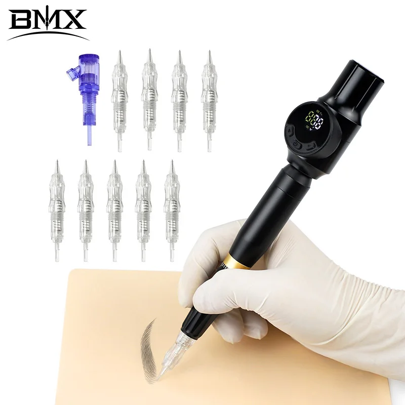 

Wireless Tattoo Machine Kit Complete PMU Machine Battery Cartridge Needle Permanent Makeup Machine Eyebrow Rotary Tattoo Pen Set