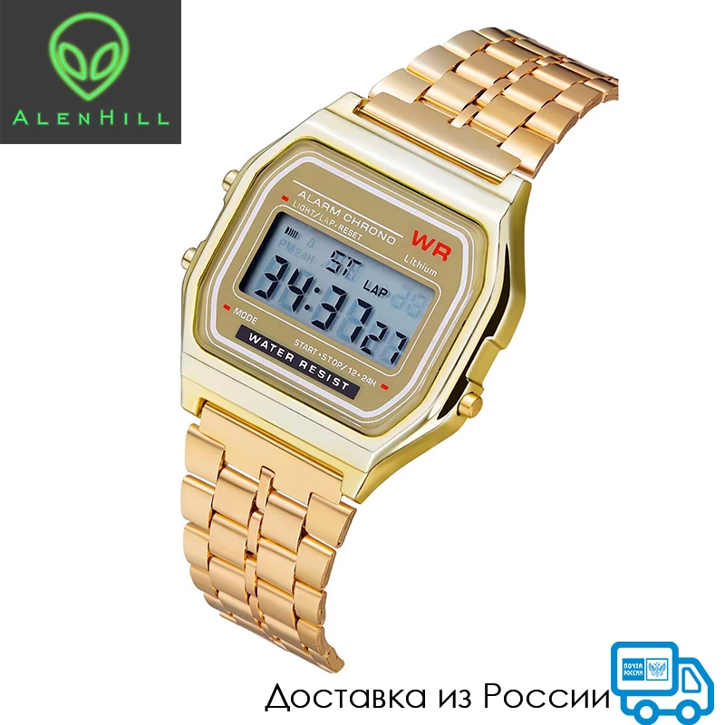 Ретро часы Casio F91W унисекс, винтажные светодиодный цифровые ...