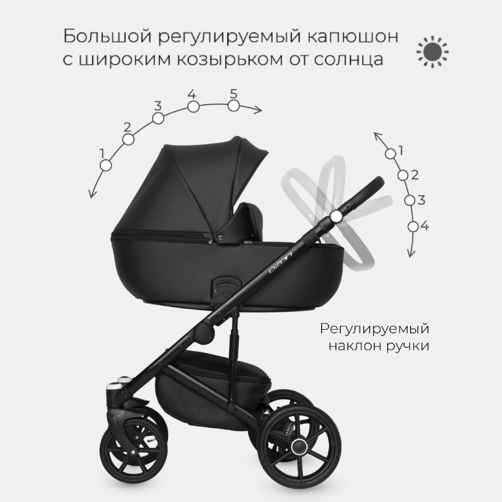 Коляска детская универсальная 2 в 1 Riko Basic Ozon от 0 до 36 месяцев сумка для мамы