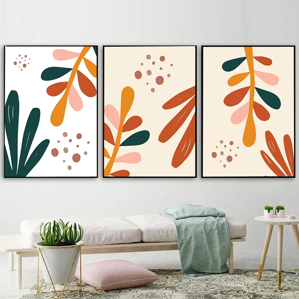 Набор постеров бохо ботаническая Настенная картина абстрактные листья