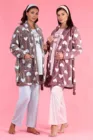 Послеродовой халат для беременных пижамный комплект из 3 предметов Одежда для беременных флисовый халат Хлопковая пижама зимний сезон