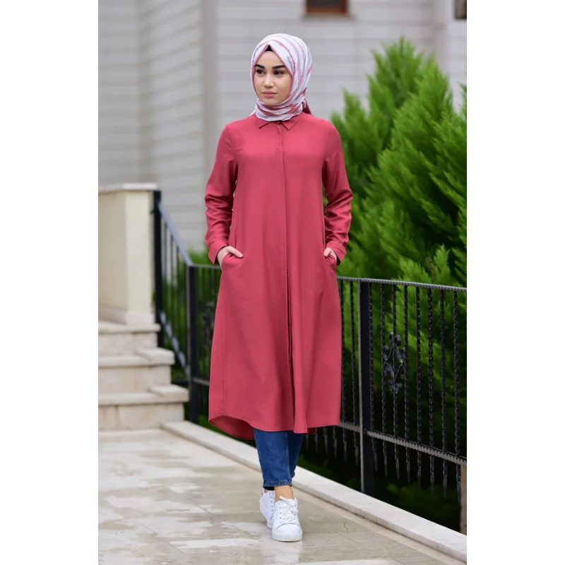 Novo Estações Muçulmanas Bolso Feminino Viscose Túnica Camisa Gola Manga Longa Turquia Modelo Interior Casual Vestido 2022 4