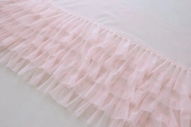 

10 yards Blush Pink Ruffled Tulle Trim Red Pleated Mesh Lace Tutu Doll Dress Fabric