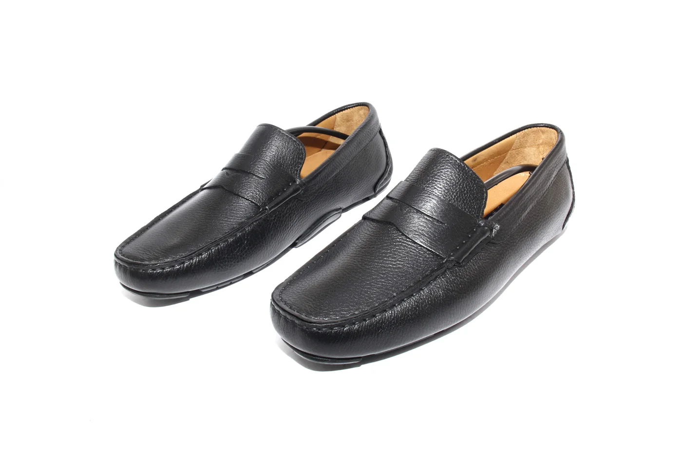 

SHENBIN'S Handmade Penny Loafers with Genuine Black Floater Leather, Exclusive Men's Casual Fashion Footwear