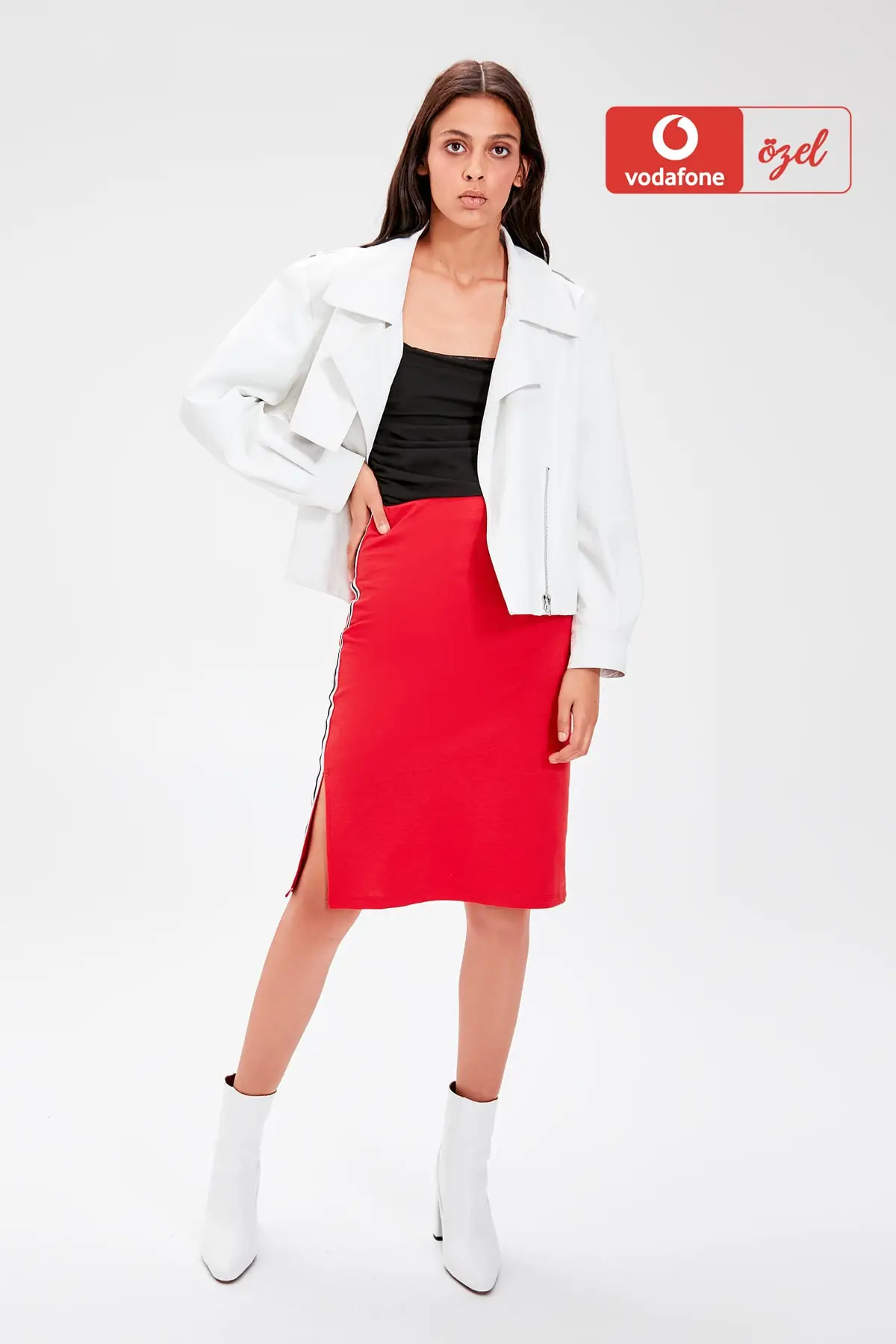 Красная Трикотажная юбка в полоску TWOAW20ET0080|Женские юбки| |