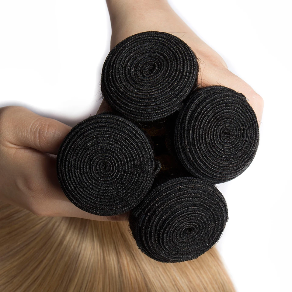 Ombre Blonde Bundles Deal T1b27 Straight Human Hair Brazilian Weave Extension Maxine non-Remy | Шиньоны и парики